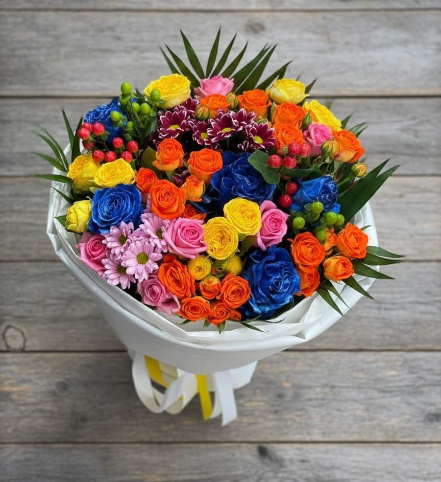 Букет цветов из: Розы и Хризантемы в Ясном