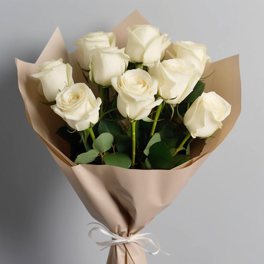 Букет 9 Белых роз Эдлесс Лав в Ясном