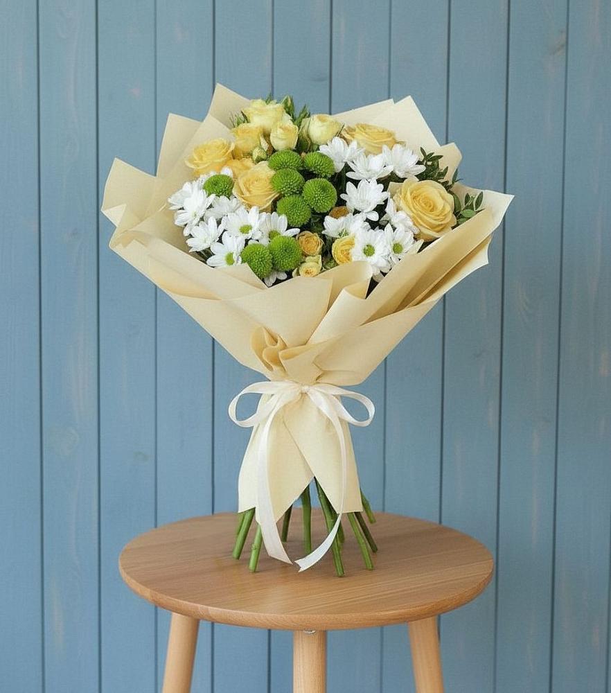 Букет цветов из: Хризантемы и Розы в Ясном