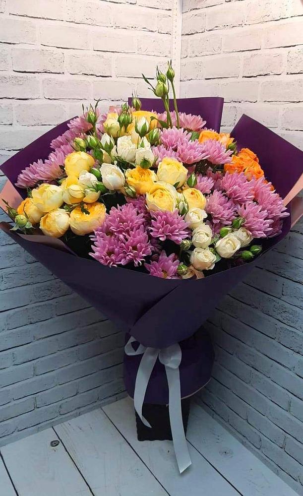 Букет цветов из: Хризантемы и Розы в Ясном