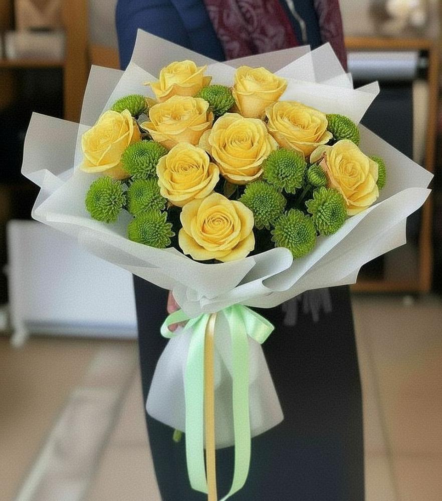 Букет цветов из: Хризантемы и Розы в Ясном