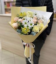 Букет цветов из:  Альстромерии, Розы и Хризантемы в Ясном