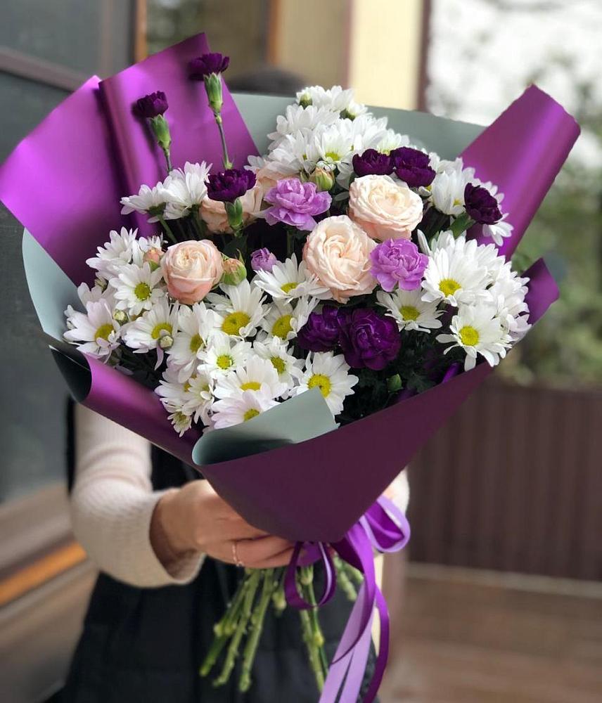 Букет цветов из: Хризантемы, Гвоздики и Розы в Ясном