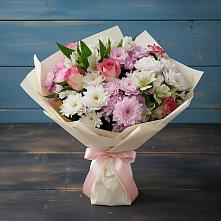 Букет цветов из:  Хризантемы, Альстромерии и Розы #REPLACE_PRED# Ясном