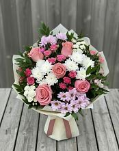 Букет цветов из:  Альстромерии, Гвоздики, Розы и Хризантемы #REPLACE_PRED# Ясном
