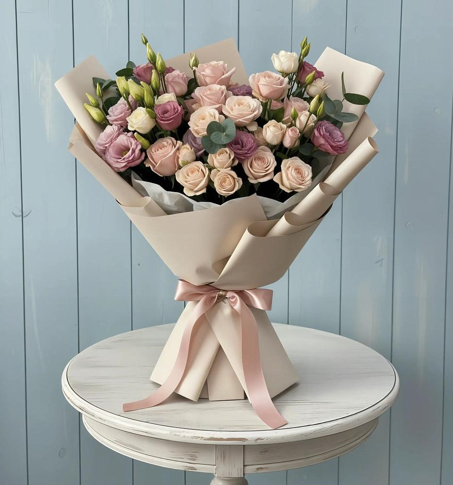 Букет цветов из: Розы и Лизиантусы в Ясном