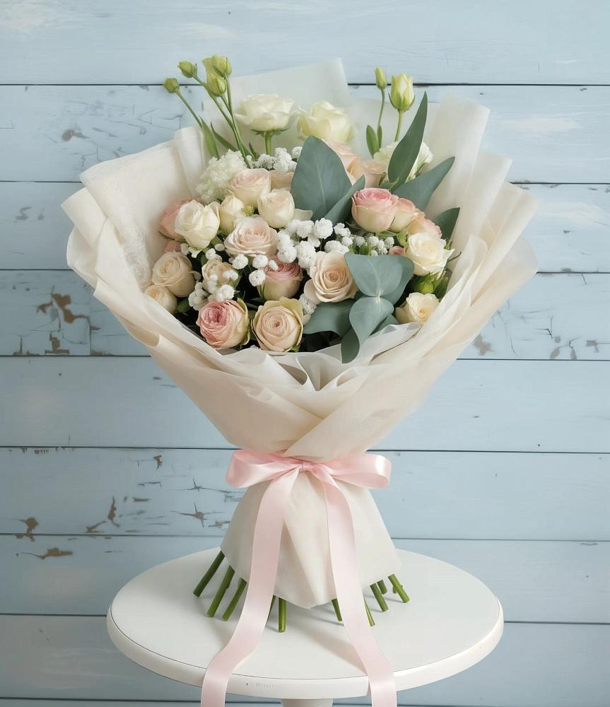 Букет цветов из: Розы и Лизиантусы в Ясном