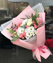 Букет цветов из:  Розы, Лизиантусы и Хризантемы в Ясном