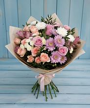 Букет цветов из:  Хризантемы, Розы и Альстромерии в Ясном