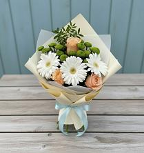 Букет цветов из:  Герберы, Розы и Хризантемы в Ясном