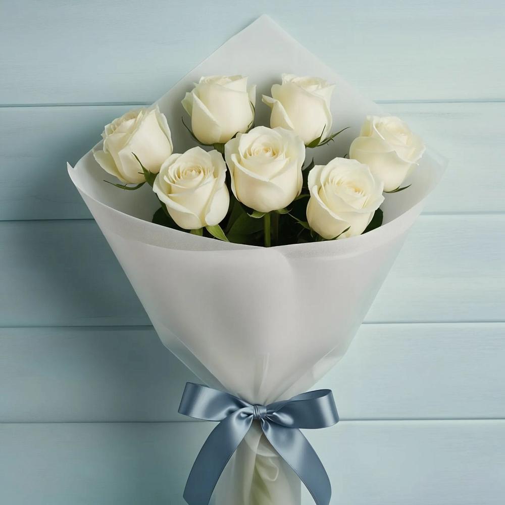 Букет 7 Белых роз Эдлесс Лав в Ясном